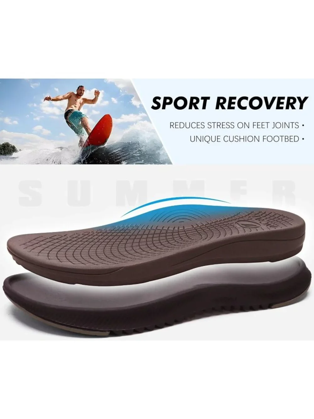 Men's Dark Brown Orthopaedic Flip Flops Walking Sandals with Arch Support Sport